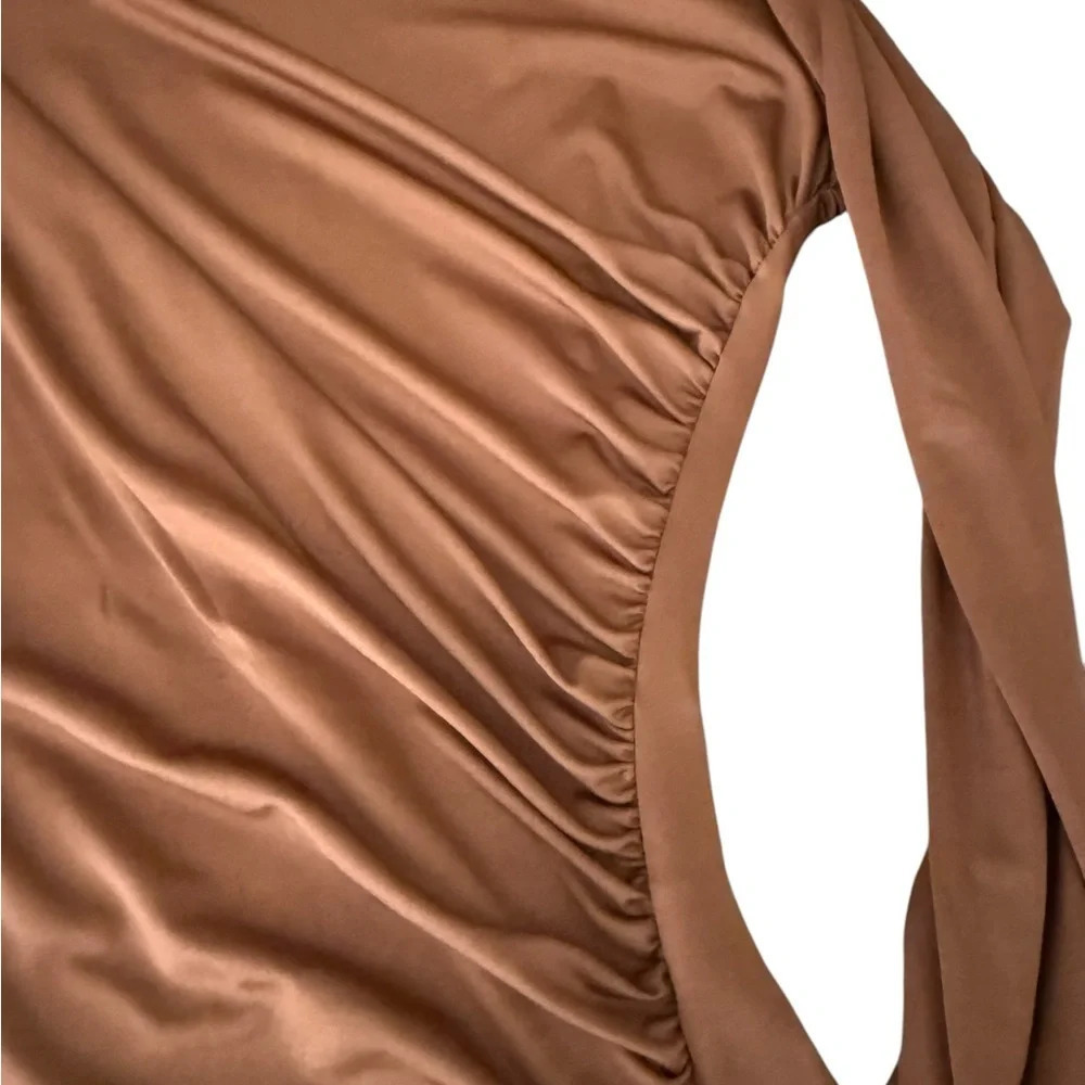 Cocoa Shirred Pleated Stretch Knit Top OS - Picture 5 of 6